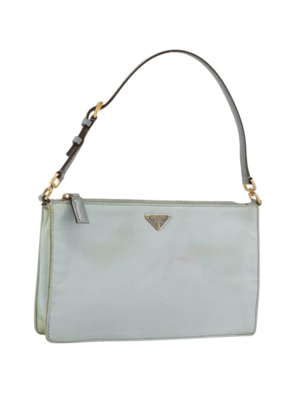 PRADA Accessory Pouch Nylon Light Blue Gold